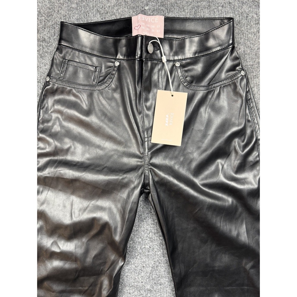 Revice Womens Pants 28 Black Faux Leather High Rise Straight Happy Hour Uptown‎